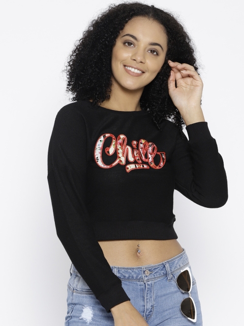 

Lee Cooper Women Black Applique Detail Crop Top