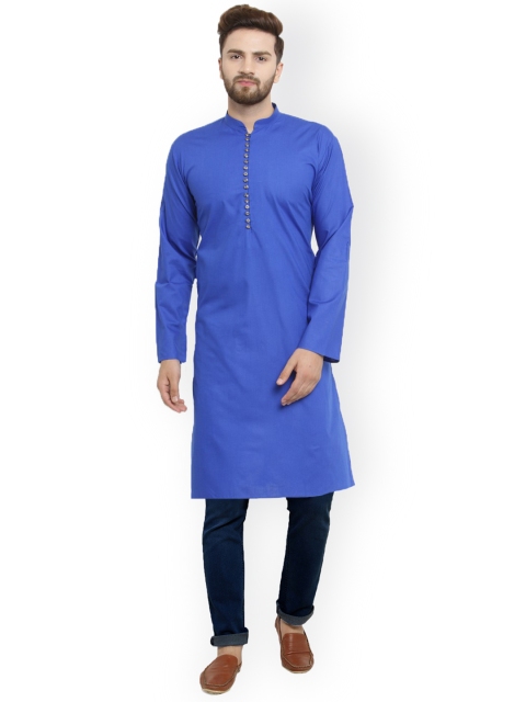 

Jompers Men Blue Solid Straight Kurta