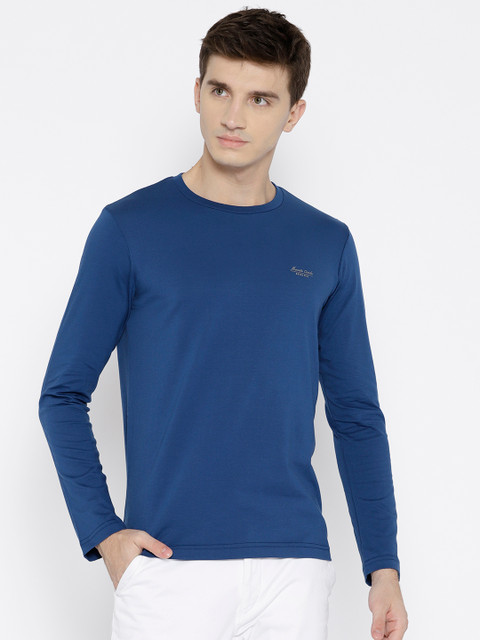 

Monte Carlo Men Navy Blue Solid Round Neck T-shirt
