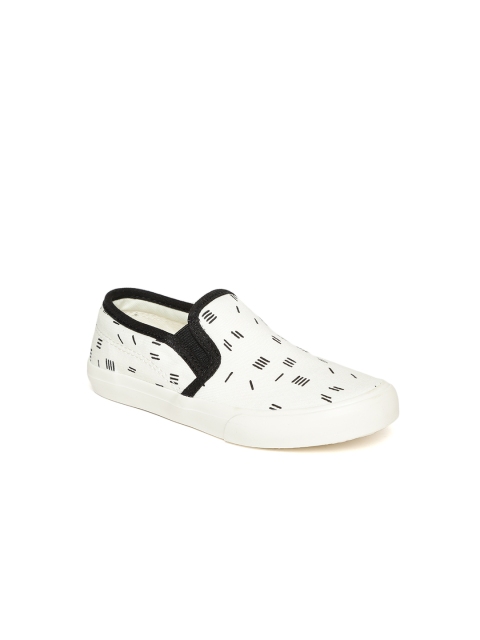 

United Colors of Benetton Kids White Printed Slip-On Sneakers