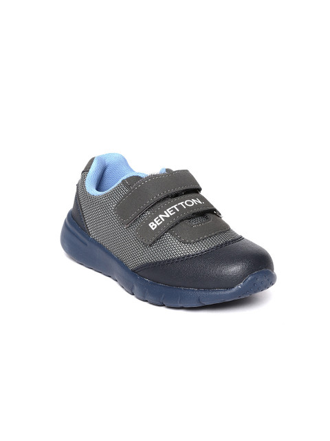 

United Colors of Benetton Kids Navy Blue & Charcoal Grey Woven Design Sneakers