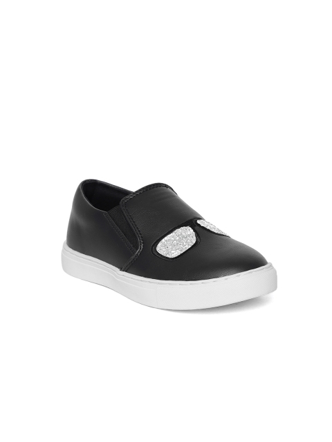 

United Colors of Benetton Girls Black Slip-On Sneakers with Embellished Detail