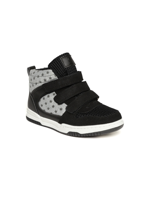 

United Colors of Benetton Unisex Black & Grey Melange Printed Mid-Top Sneakers