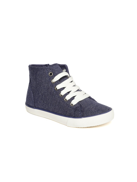 

United Colors of Benetton Kids Navy Blue Solid Mid-Top Sneakers