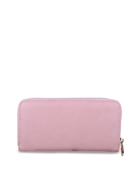 

ELLE Women Pink Self Design Zip Around Wallet