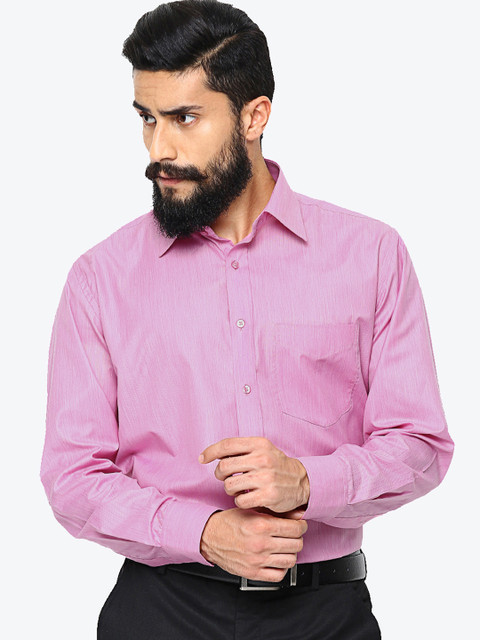 

Hancock Men Pink Regular Fit Solid Formal Shirt