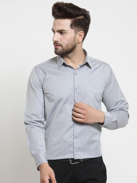

Hancock Men Grey Slim Fit Solid Formal Shirt