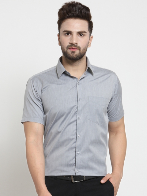 

Hancock Men Grey Slim Fit Solid Formal Shirt