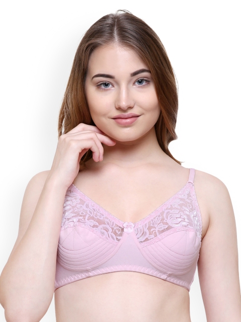 

College Girl Pink Lace Non-Wired Non Padded Minimizer Bra 1521