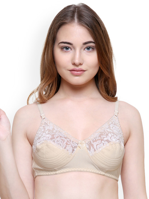 

College Girl Beige Lace Non-Wired Non Padded Minimizer Bra 1521