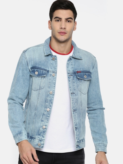 

Ecko Unltd Men Blue Faded Denim Jacket