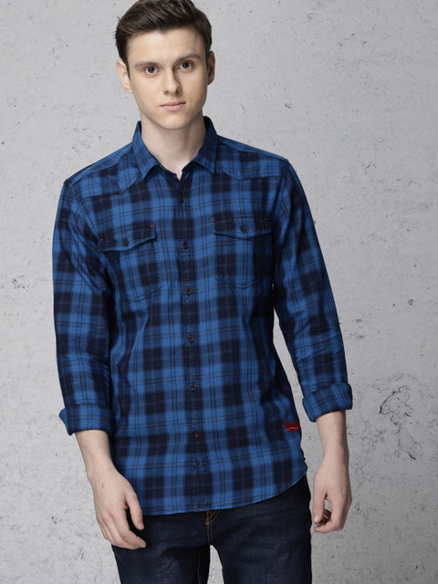

Ecko Unltd Men Blue Slim Fit Checked Casual Shirt