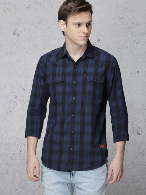 

Ecko Unltd Men Navy Blue Slim Fit Checked Casual Shirt