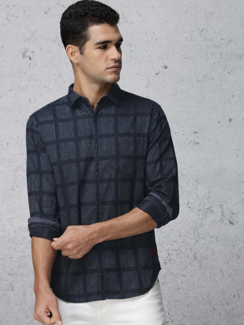 

Ecko Unltd Men Navy Blue Slim Fit Checked Casual Shirt