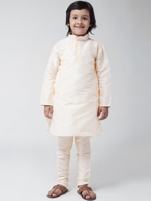 

SOJANYA Boys Cream-Coloured Solid Kurta with Churidar