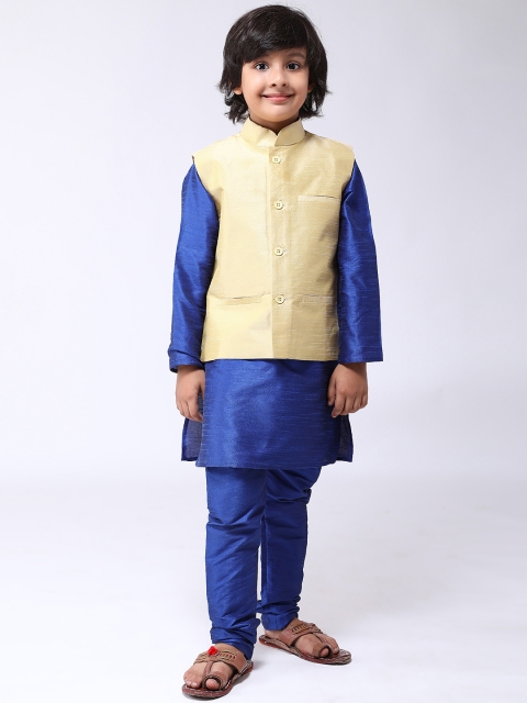 

SOJANYA Boys Blue & Beige Solid Kurta with Churidar