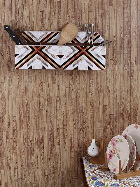 

RANGRAGE White & Brown Handcrafted Printed Wooden Organizer