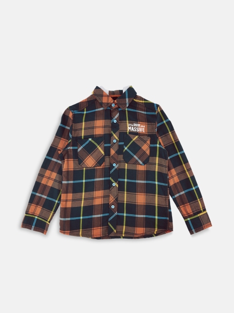 

CHALK by Pantaloons Boys Teal & Orange Regular Fit Checked Casual Shirt