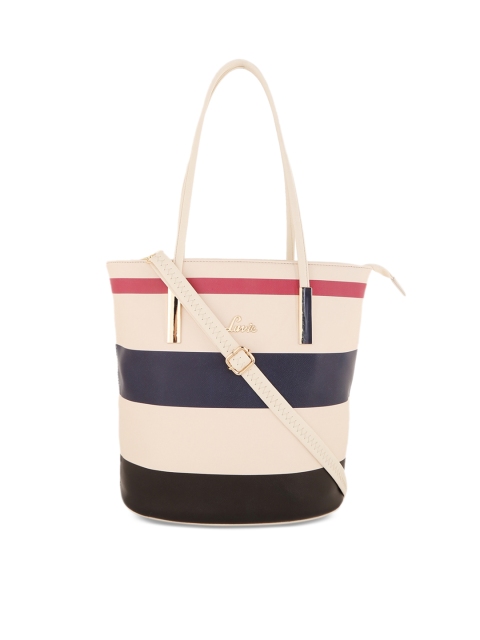

Lavie Cream-Coloured & Navy Blue Colourblocked Shoulder Bag