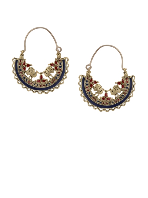

TJORI Blue & Gold-Toned Circular Chandbalis