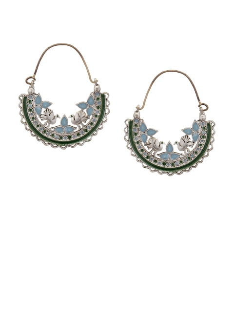 

TJORI Blue & Silver Plated Contemporary Drop Earrings