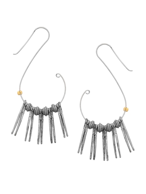 

TJORI Silver-Toned Spiked Drop Earrings