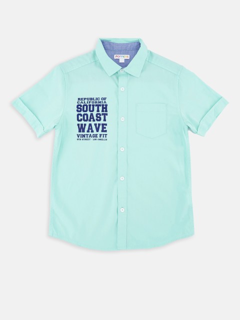 

POPPERS by Pantaloons Boys Sea Green & Blue Regular Fit Printed Casual Shirt