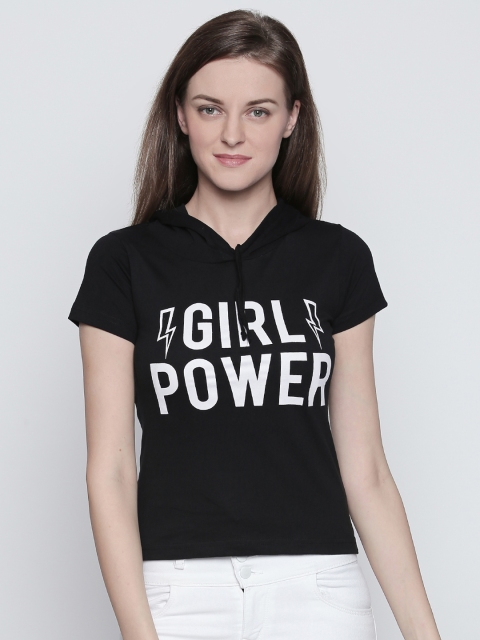 

The Dry State Women's Printed Hoodie T-shirt, Black