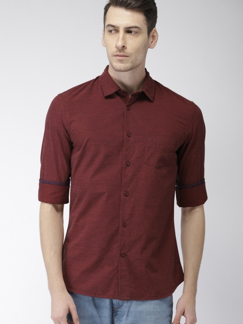 

Celio Men Maroon Slim Fit Solid Casual Shirt