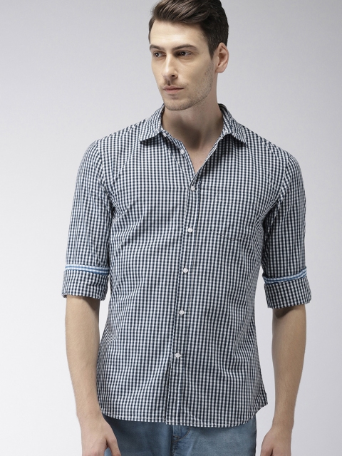 

Celio Men White & Black Slim Fit Checked Casual Shirt