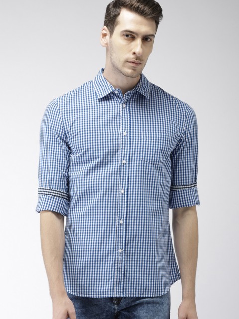 

Celio Men Blue & White Slim Fit Checked Casual Shirt