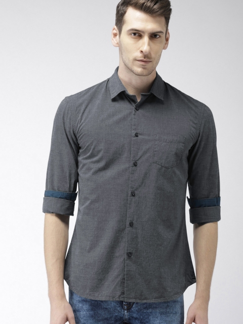 

Celio Men Charcoal Slim Fit Solid Casual Shirt