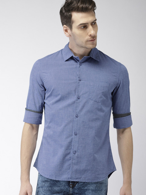 

Celio Men Blue Slim Fit Solid Casual Shirt