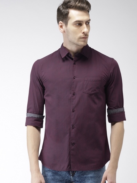 

Celio Men Maroon Slim Fit Solid Casual Shirt