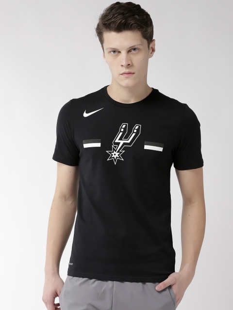 

Nike Men Black & White Printed Dri-Fit AS SAS ES Logo Basketball T-shirt