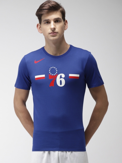 

Nike Men Blue Printed ES LOGO Dri-FIT Round Neck Basketball T-shirt
