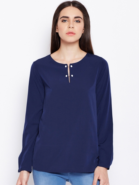 

Oxolloxo Women Navy Blue Solid Top