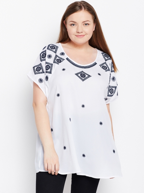 

Oxolloxo Women White Printed Boxy Top