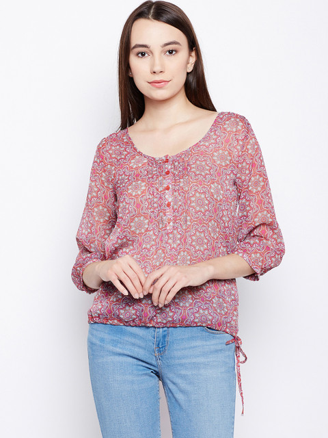 

Oxolloxo Women Red Printed Blouson Top