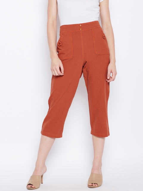 

Oxolloxo Women Rust Regular Fit Solid Regular Trousers