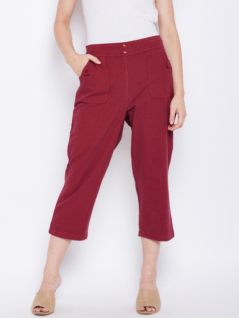 

Oxolloxo Women Red Regular Fit Solid Regular Trousers
