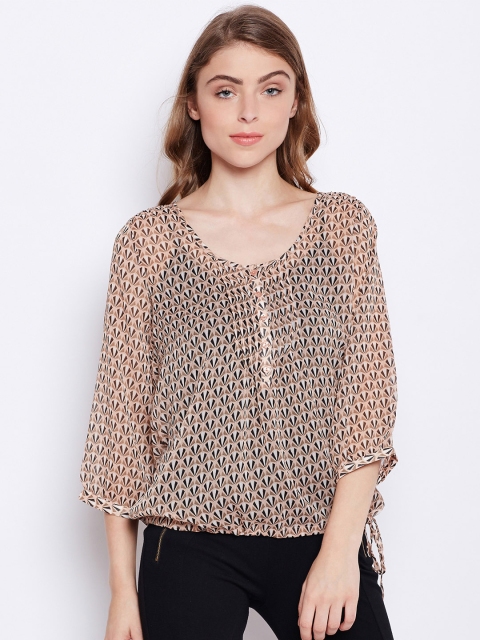 

Oxolloxo Women Brown Printed Blouson Top