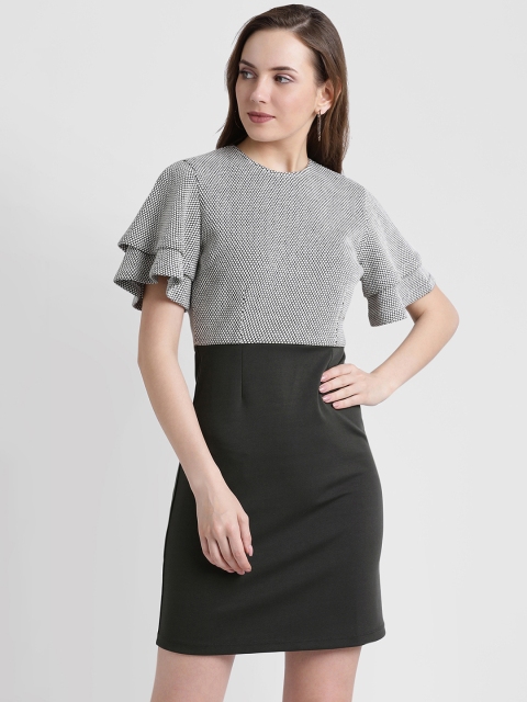 

Leo Sansini Women Grey Self Design Sheath Dress