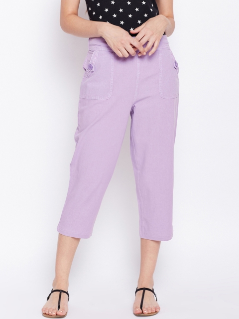 

Oxolloxo Women Purple Regular Fit Solid Regular Trousers