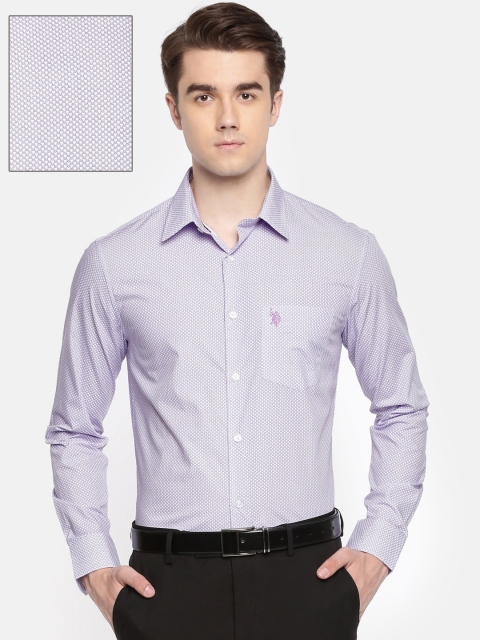 

U.S. Polo Assn. Tailored Men Purple & White Tailored Fit Printed Formal Shirt