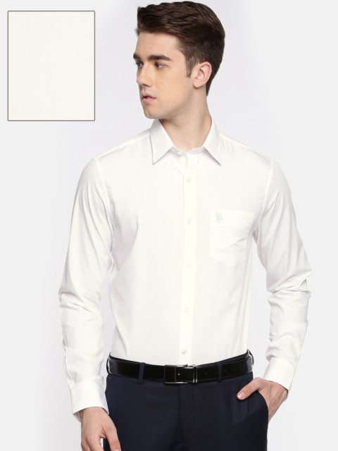 

U.S. Polo Assn. Tailored Men White Tailored Fit Solid Formal Shirt