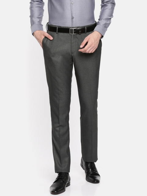 

U.S. Polo Assn. Tailored Men Charcoal Grey Regular Fit Solid Formal Trousers