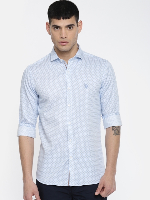 

U.S. Polo Assn. Tailored Men Blue Slim Fit Printed Casual Shirt