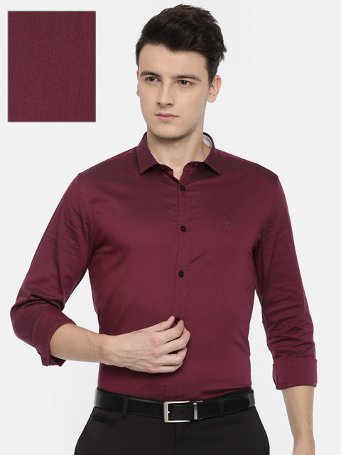 

U.S. Polo Assn. Tailored Men Burgundy Slim Fit Solid Formal Shirt