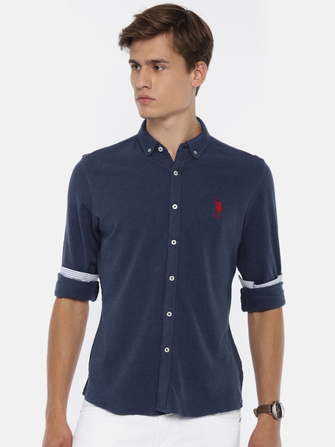 

U.S. Polo Assn. Men Blue Regular Fit Solid Casual Shirt